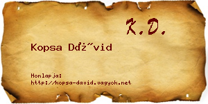 Kopsa Dávid névjegykártya